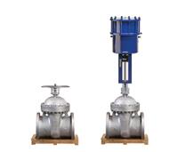  圖：帶有氣動(dòng)線性閥門(mén)執(zhí)行機(jī)構(gòu)的閘閥