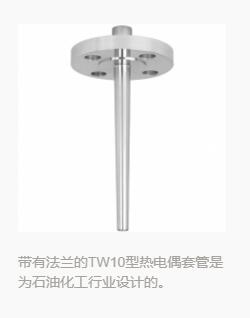 帶有法蘭的TW10型熱電偶套管是為石油化工行業(yè)設(shè)計的。